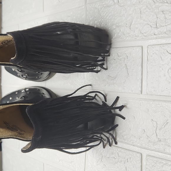 Circle G, corral trading leather/fringed ankle boots, western, size 9